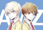  aldnoah.zero blonde_hair brown_hair kaizuka_inaho multiple_boys necktie red_eyes ryuna_(itouaiyuki) school_uniform silver_hair slaine_troyard smile 