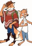  2018 anthro black_nose canine clothed clothing fox fur hat hi_res male mammal simple_background uochandayo 