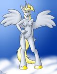  anthro anthrofied blonde_hair breasts cutie_mark danamue derpy_hooves_(mlp) equine friendship_is_magic hair horn mammal my_little_pony pose pussy solo winged_unicorn wings yellow_eyes 