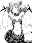  animal_ears bare_shoulders clam_shell_(ole_tower) demon_girl elbow_gloves gloves greyscale horns looking_at_viewer mataichi_mataro monochrome ole_tower sketch 