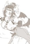  1girl breasts censored cum cum_in_face curvy demon_girl digimon facial female hetero horn large_breasts lilithmon masturbation monochrome monster_girl nipples paizuri penis seven_great_demon_lords smile solo succubus wings 