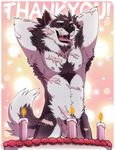  abs aluminemsiren anthro balls biceps birthday candle canine chest_tuft facial_hair fur male mammal muscles nipples orion_(aluminemsiren) pecs penis tuft 