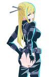  1girl artist_request ass ass_grab blonde_hair blue_eyes breasts character_request deep_skin hair_ornament huge_ass large_breasts long_hair looking_back nancy_lee ninja_slayer source_request 