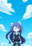  bigger_version_at_the_source blue_fur cat clothing eyewear feline female fur glasses hair kemono legwear long_hair mammal purple_hair red_eyes stockings unknown_artist 