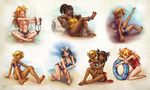  anklet armlet bangle barefoot bikini black_hair blush bracelet braid breasts brown_hair child cleavage coconut dark_skin drink drinking_straw embarrassed feet fruit_cup hair_censor highres hilda_framith innertube jewelry les_chevaucheurs long_hair maxa' medium_breasts mother_and_daughter multiple_girls one-piece_swimsuit phenice_walholl red_hair rysa sekhma short_hair shorts soles swimsuit tild_-_mage_a_louer tild_framith toe_ring toes topless twin_braids younger 