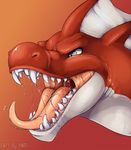  ambiguous_gender dragon grey_eyes nummynumz open_mouth plain_background saliva scalie solo teeth tongue tongue_out 