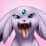  ambiguous_gender blue_eyes cute eeveelution espeon feral fur looking_at_viewer nintendo nummynumz open_mouth pok&eacute;mon purple_fur saliva solo teeth tongue tongue_out video_games 