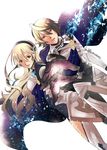  1boy 1girl armor breasts cape fire_emblem fire_emblem_if highres kamui_(fire_emblem_if) long_hair my_unit_(fire_emblem_if) nintendo red_eyes white_hair 