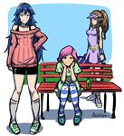  akairiot bad_id bad_tumblr_id bench bike_shorts blue_eyes blue_hair breasts brown_eyes brown_hair casual cleavage contemporary doubutsu_no_mori fire_emblem fire_emblem:_kakusei full_body hairband long_hair looking_at_viewer lucina multiple_girls off-shoulder_sweater pantyhose park_bench pigeon-toed pink_hair pointy_ears princess_zelda racket shoes sidelocks small_breasts smile sneakers socks sportswear standing striped striped_legwear super_smash_bros. sweater tennis_racket tennis_uniform the_legend_of_zelda the_legend_of_zelda:_twilight_princess triforce villager_(doubutsu_no_mori) visor_cap wristband 