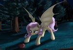  apple bat_pony cute female feral flutterbat_(mlp) fluttershy_(mlp) friendship_is_magic fruit lucky_dragoness my_little_pony smile solo 
