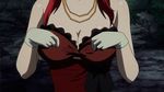  1girl animated animated_gif bouncing_breasts breasts dress female gloves high_school_dxd large_breasts nipples red_dress rias_gremory solo 