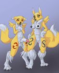  anthro balls breasts brother_and_sister circumcised crossgender digimon digital_media_(artwork) duo erection fan_character female humanoid_penis male nipples nude penis puckered_lips pussy renamon shaded shy sibling standing toned ungulatr 