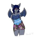  anthro bat breasts clothing fan_character grinn3r mammal skirt smile solo tits_out wings 
