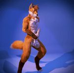  animated anthro balls canine erection fox kemonokun loop male mammal nude penis solo 