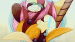  animated animated_gif blue_eyes blue_skin eating food ice_cream lowres melda_deitz red_hair solo uchuu_senkan_yamato_2199 