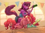  alcohol all_fours anal anal_insertion anal_penetration anthro anthrofied anus armband berry_punch_(mlp) beverage blush bottle buckitponydoodles clothed clothing dress drunk duo ear_piercing equine female female/female friendship_is_magic fur hair half-closed_eyes horse insertion looking_back mammal my_little_pony panties panties_down party penetration piercing pink_fur pink_hair pinkie_pie_(mlp) pony pussy shirt skimpy smile socks tank_top teeth tube underwear wine 