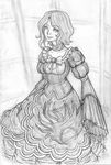  bad_id bad_pixiv_id beatrice beatrice_(cosplay) bluemail cosplay dress graphite_(medium) greyscale monochrome shannon sketch spoilers traditional_media umineko_no_naku_koro_ni 