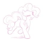  butt darkpandax equine female feral friendship_is_magic horse looking_back mammal my_little_pony one_eye_closed pinkie_pie_(mlp) plain_background pony sketch solo wink 