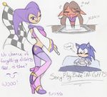  blush english_text female flag high_heels lipstick looking_at_viewer male nights purple_eyes sonic_(series) sonic_the_hedgehog text 