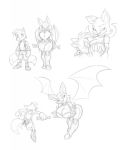  2014 bat big_breasts bigdad blush breasts canine cleavage clothed clothing female fox hand_on_breast head_in_cleavage huge_breasts male male/female mammal miles_prower presenting presenting_breasts rouge_the_bat shorts sketch sonic_(series) wide_hips 