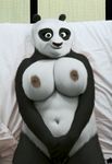  bear big_breasts breasts crossgender edit female kung_fu_panda lying mammal nipples overweight oystercatcher7 panda photo_manipulation photomorph po 
