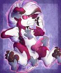  2018 animal_genitalia animal_penis anthro balls canine canine_penis claws collar digital_media_(artwork) disembodied_hand erection fangs feral fur gangbang group group_sex hair iroxykun knot lycanroc male mammal midnight_lycanroc nintendo pawpads paws penis pok&eacute;mon pok&eacute;mon_(species) red_fur sex solo solo_focus spreading teeth toe_claws toes video_games white_fur white_hair 