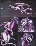  2004 anthro blue_hair claws comic dragon english_text female flying hair long_hair markie night nude open_mouth purple_scales red_eyes scalie slit_pupils solo star text toe_claws tongue wings 