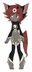  2015 black_fur digitigrade facing_viewer fangs fur glowing glowing_eyes grey_fur hair here-kitty--kitty horn looking_at_viewer male markings nude open_mouth paws pink_fur pink_skin red_hair red_midnight red_scelera red_tail thanxia threed white_eyes white_fur white_hair 