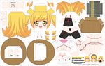  :d absurdres artist_name bakemonogatari bangle bikini blonde_hair blush bracelet character_name chibi dress el_joey fang hat highres jewelry long_hair monogatari_(series) open_mouth oshino_shinobu paper_cutout papercraft smile solo swimsuit watermark web_address yellow_eyes 