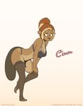  2012 anthro beaver bra breasts cinn_(t-kay) cleavage clothed clothing female freckles hair legwear looking_away mammal panties ponytail rodent solo stockings t-kay text underwear undressing 
