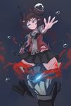  amputee arceonn blood brown_hair bubble cuts double_bun guro highres injury kantai_collection legless light_cruiser_oni naka_(kantai_collection) outstretched_arm pain short_hair sinking skirt solo_focus torn_clothes underwater 