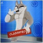  aaron_(artist) agent_classified canine censored character_from_animated_feature_film looking_at_viewer madagascar male mammal muscles nude smirk solo thumbs_up wolf 
