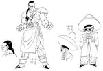  2boys android_15 anrdoid_14 character_design dragon_ball dragonball_z maeda_minoru monochrome multiple_boys muscle official_art size_difference sunglasses 