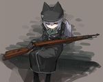  animal_hat bee_(deadflow) bolt_action grey_hair gun hat mauser_98 original rifle tail uniform weapon 