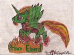  2015 ambiguous_gender armor brown_eyes clothing crown drakoling123 equine facial_hair fan_character fangs fire friendship_is_magic gem hair hooves horn horse mammal mane my_little_pony plain_background prince_emerd_flames royal royalty tailband teeth wings 