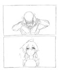  blew_andwhite comic folded_ponytail football_helmet greyscale helmet highres inazuma_(kantai_collection) kantai_collection monochrome muscle removing_helmet sigh translated 
