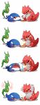  blush chibi groudon kyogre no_background no_humans plant pokemon rayquaza teamwork water 