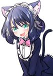  animal_ears bad_id bad_pixiv_id bell black_hair bow cat_ears cat_tail curly_hair cyan_(show_by_rock!!) fang green_eyes jingle_bell nekobaka pink_bow short_hair show_by_rock!! solo tail 