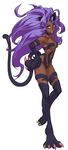  :o alternate_color animal_ears armpits big_hair breasts cat_ears cat_tail claws cross_edge dark_skin felicia fur hand_on_hip leg_lift lips long_hair medium_breasts nakamura_tatsunori navel nude official_art open_mouth paws purple_hair simple_background solo standing standing_on_one_leg tail underboob vampire_(game) very_long_hair yellow_eyes 