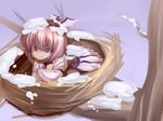  castella cold in_tree lowres mystia_lorelei nest pink_hair purple_eyes short_hair snow solo touhou tree wings winter 