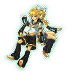  1girl back-to-back bad_id bad_pixiv_id blonde_hair brother_and_sister hana_(mew) headphones highres kagamine_len kagamine_rin leg_warmers siblings twins vocaloid 
