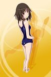  ass bad_id bad_pixiv_id bakemonogatari barefoot brown_hair monogatari_(series) one-piece_swimsuit sakebuotoko school_swimsuit sengoku_nadeko short_hair solo swimsuit 