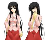  ^_^ bangs black_eyes black_hair blunt_bangs closed_eyes hand_on_hip houraisan_kaguya japanese_clothes kirisaki_byakko long_hair long_sleeves touhou 