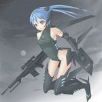  afro_(artist) bad_id bad_pixiv_id blue_eyes blue_hair copyright_request gun mecha_musume moon solo weapon 