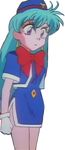  blue_hair legs long_hair miniskirt skirt stewardess tenjouin_katsura yat_anshin_uchuu_ryokou 