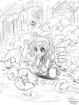  bad_id bad_pixiv_id bow cirno frog greyscale hair_bow ice kakkou monochrome short_hair solo touhou wings 
