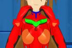  1girl 3d animated animated_gif arched_back blue_eyes blush breasts brown_hair dancing mikumikudance moaning neon_genesis_evangelion orgasm plugsuit sexually_suggestive small_breasts smile soryu_asuka_langley 