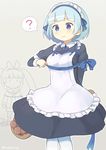  ? apron arm_behind_back bangs blue_eyes blunt_bangs bow breast_envy breasts brush_(ole_tower) dress flat_chest frilled_apron frills grey_background hair_ribbon hairband highres kneehighs koeda_(koeda1kg) long_hair long_sleeves looking_at_another looking_down maid maid_headdress mascot multiple_girls neckerchief nipa-ko ole_tower outline pantyhose parody rei_no_himo ribbon school_uniform serafuku short_hair silver_hair simple_background skirt solo_focus speech_bubble spoken_question_mark standing twintails twitter_username ultimate_nipper white_legwear |_| 