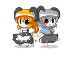  animal_ears bad_id bad_pixiv_id chibi grey_hair highres holding_hands kemonomimi_mode kirisame_marisa long_hair mouse_ears mouse_marisa mouse_tail multiple_girls nazrin orange_hair ribbon short_hair short_sleeves simple_background tail tail_ribbon touhou white_background yuasan 