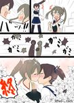  2girls arguing atsushi_(aaa-bbb) blush bow bow_panties brown_hair comic commentary_request expressive_hair grey_hair hair_ribbon hakama_skirt holding holding_panties japanese_clothes kaga_(kantai_collection) kantai_collection kiss md5_mismatch multiple_girls muneate panties panties_removed ribbon short_sidetail surprised sweatdrop tears thighhighs translated twintails twitter_username underwear white_panties yuri zuikaku_(kantai_collection) 